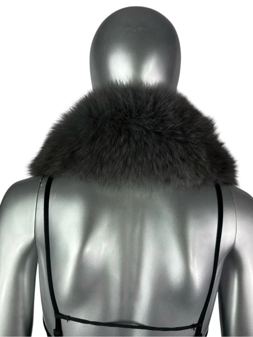 DARK GRAY FOX  Shawl Collar, 30” L, Certified Vintage Fur